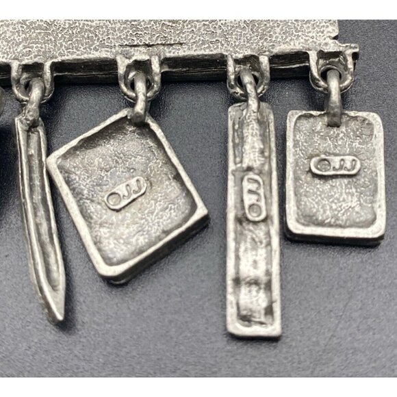 Vtg JJ JONETTE Brooch Pin Pewter Math Teacher Chalkboard Charm School Algebra - Picture 10 of 11